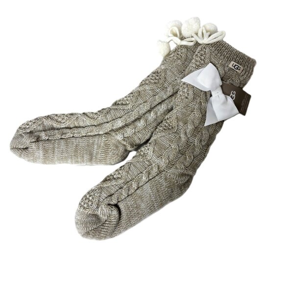UGG Pom Pom Fleece Lined  Crew Sock Women’s Size 9-11 NWT - Picture 2 of 14